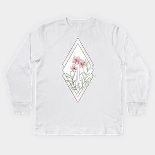 Geometric flower illustration Kids Long Sleeve T-Shirt